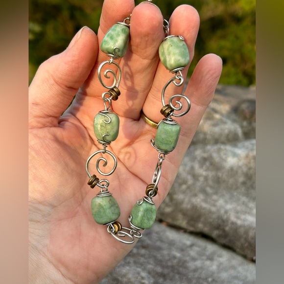 🪨Amazonite nuggets with silver wirework necklace bracelet & earrings - Picture 11 of 11